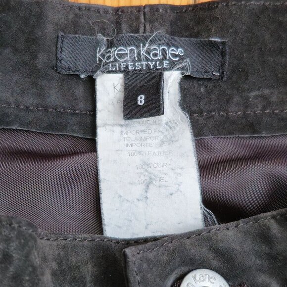 Y2K Karen Kane Lifestyle Womens High Rise Suede Leather Pants Size 8 Black Lined - Picture 3 of 11